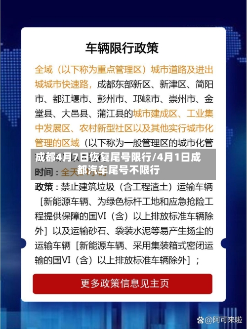 成都4月7日恢复尾号限行/4月1日成都汽车尾号不限行-第3张图片