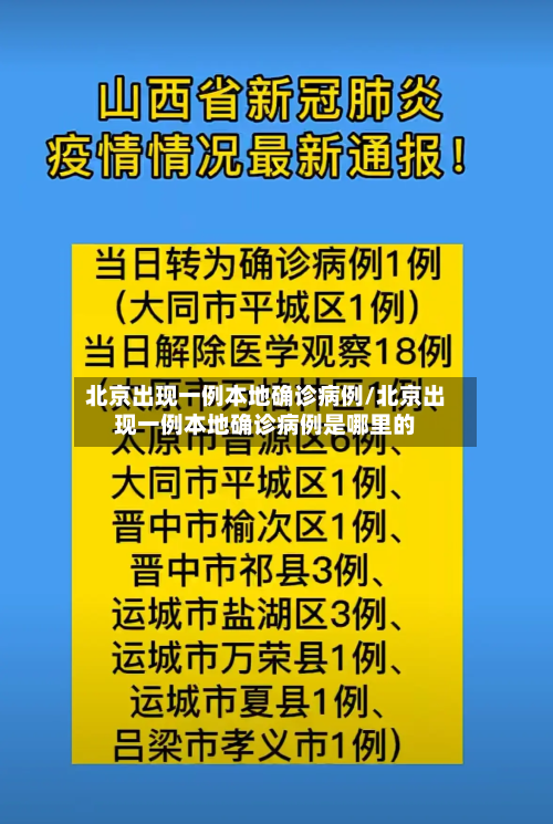 北京出现一例本地确诊病例/北京出现一例本地确诊病例是哪里的-第3张图片