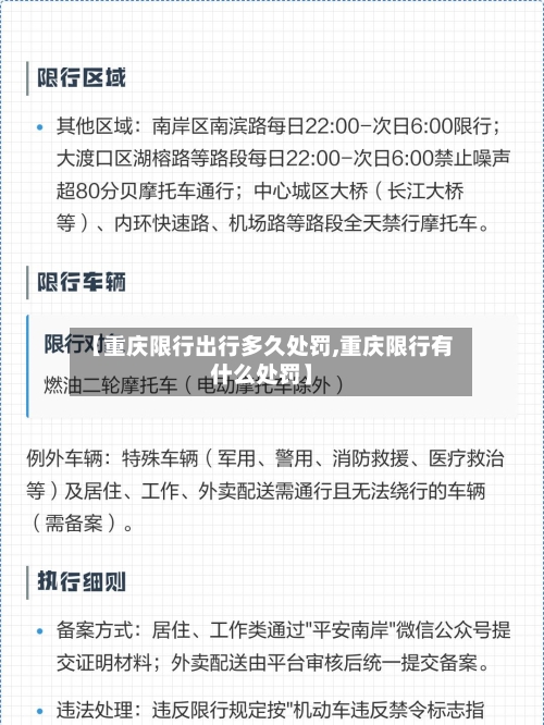 【重庆限行出行多久处罚,重庆限行有什么处罚】